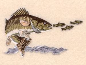 Picture of Walleye Chasing Minnows Machine Embroidery Design