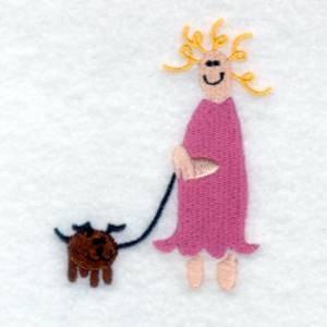 Picture of Mom Walking the Dog Machine Embroidery Design