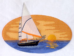 Sailboat at Sunset Machine Embroidery Design