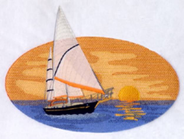 Picture of Sailboat at Sunset Machine Embroidery Design