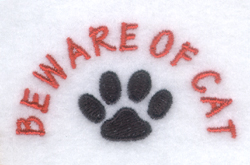 Beware of Cat with Paw Machine Embroidery Design