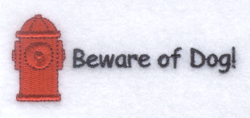 Beware of Dog with Fire Hydrant Machine Embroidery Design