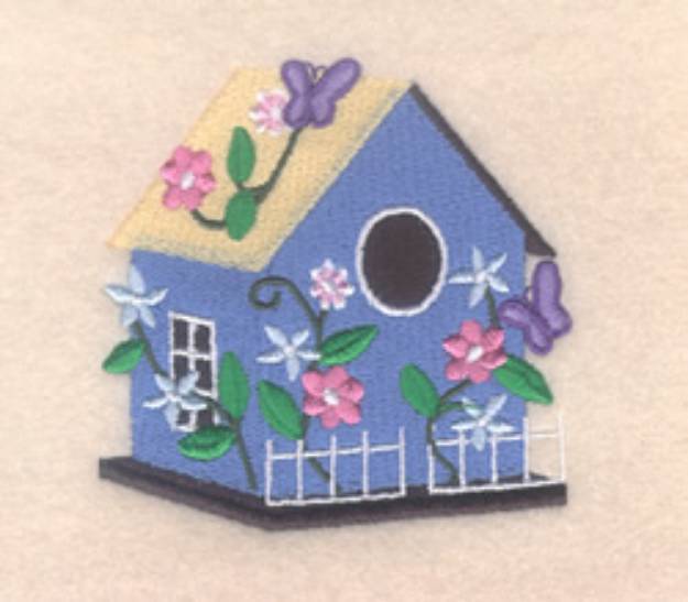 Picture of Butterfly Garden Birdhouse Machine Embroidery Design