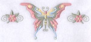 Picture of Whimsical Butterfly with Flowers Machine Embroidery Design