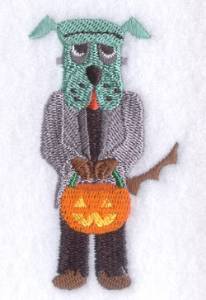 Picture of Halloween Dog with Pumpkin Machine Embroidery Design
