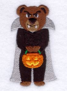 Picture of Halloween Vampire Bear with Pumpkin Machine Embroidery Design