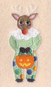 Picture of Halloween Deer with Pumpkin Machine Embroidery Design