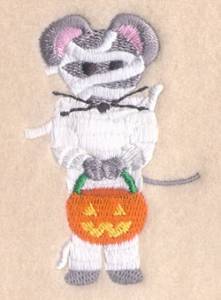 Picture of Halloween Mouse with Pumpkin Machine Embroidery Design