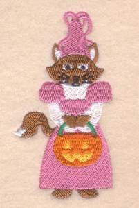 Picture of Halloween Fox with Pumpkin Machine Embroidery Design