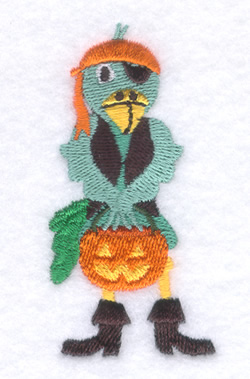 Halloween Bird with Pumpkin Machine Embroidery Design