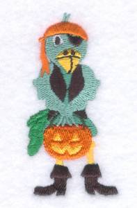Picture of Halloween Bird with Pumpkin Machine Embroidery Design