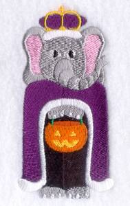 Picture of Halloween Elephant with Pumpkin Machine Embroidery Design