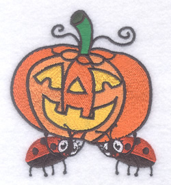 Buggy Ladybugs with Pumpkin Machine Embroidery Design
