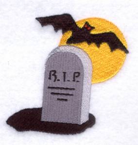 Picture of Bat with Tombstone Machine Embroidery Design