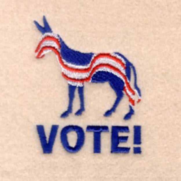 Picture of Patriotic Donkey with Vote Machine Embroidery Design
