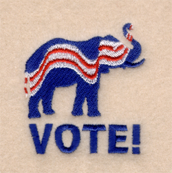 Patriotic Elephant with Vote Machine Embroidery Design