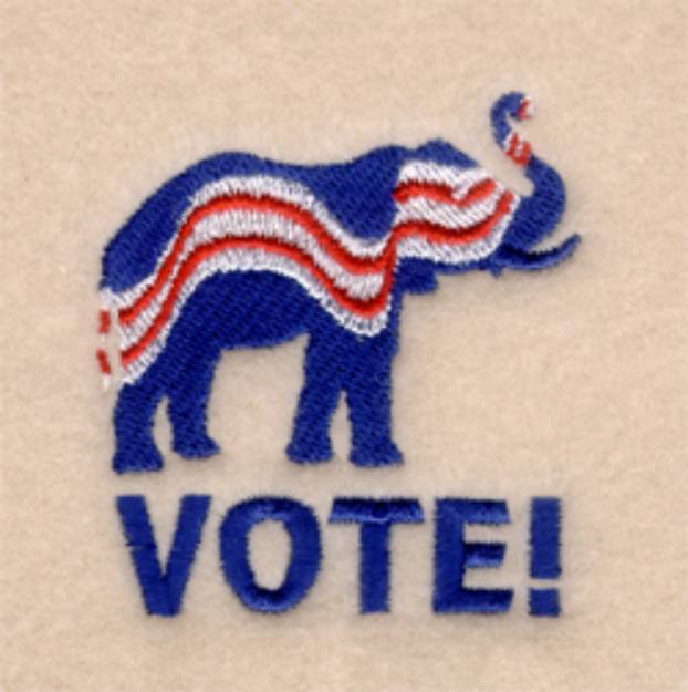 Picture of Patriotic Elephant with Vote Machine Embroidery Design