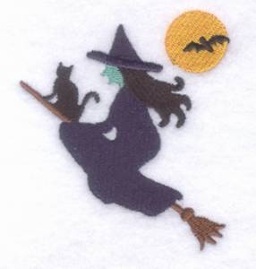 Picture of Witch on Broom Machine Embroidery Design