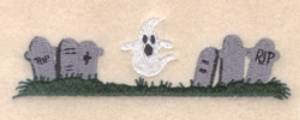 Picture of Ghost in Graveyard Pocket Topper Machine Embroidery Design