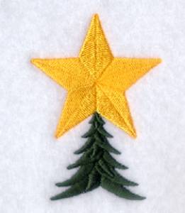 Picture of Xmas Tree with Large Star Machine Embroidery Design