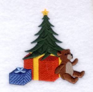 Picture of Xmas Tree with Large Presents Machine Embroidery Design