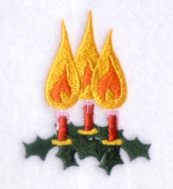 Xmas Candles with Large Flame Machine Embroidery Design