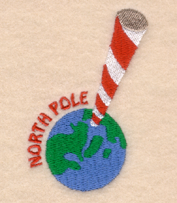Large North Pole with Globe Machine Embroidery Design
