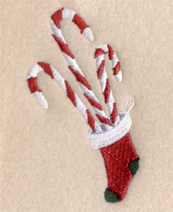 Xmas Stocking with Large Candy Canes Machine Embroidery Design
