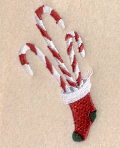Picture of Xmas Stocking with Large Candy Canes Machine Embroidery Design