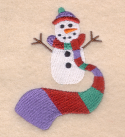 Snowman with Large Scarf Machine Embroidery Design