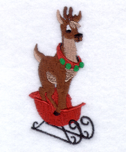 Large Reindeer in Sleigh Machine Embroidery Design