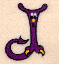 Silly Monster "J" Machine Embroidery Design