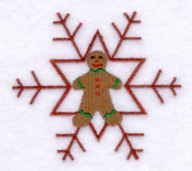 Picture of Gingerbread Snowflake Machine Embroidery Design