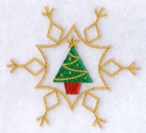 Picture of Christmas Tree Inside Snowflake Machine Embroidery Design
