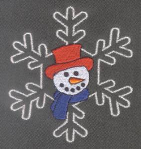 Picture of Snowman Inside Snowflake Machine Embroidery Design