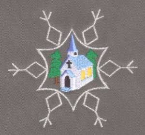 Picture of Church Inside Snowflake Machine Embroidery Design
