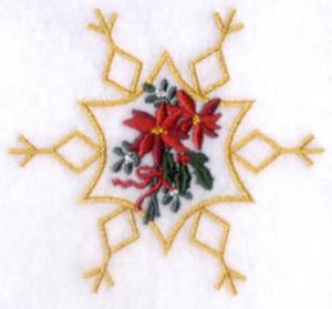 Picture of Poinsettia Inside Snowflake Machine Embroidery Design