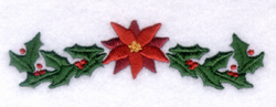 Poinsettia with Holly Pocket Topper Machine Embroidery Design
