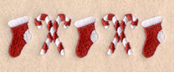 Xmas Stockings with Candy Canes Pocket Topper Machine Embroidery Design