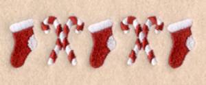Picture of Xmas Stockings with Candy Canes Pocket Topper Machine Embroidery Design