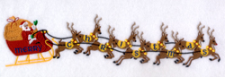 Merry Christmas Santa Sleigh Machine Embroidery Design
