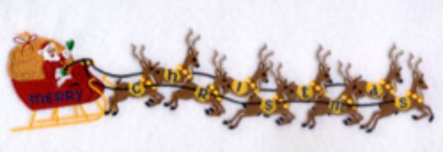 Picture of Merry Christmas Santa Sleigh Machine Embroidery Design