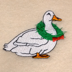 Duck with Christmas Wreath Machine Embroidery Design