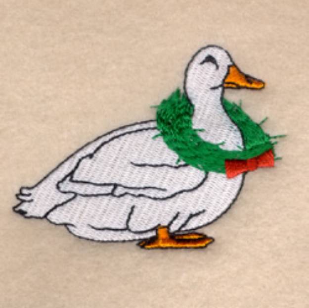 Picture of Duck with Christmas Wreath Machine Embroidery Design