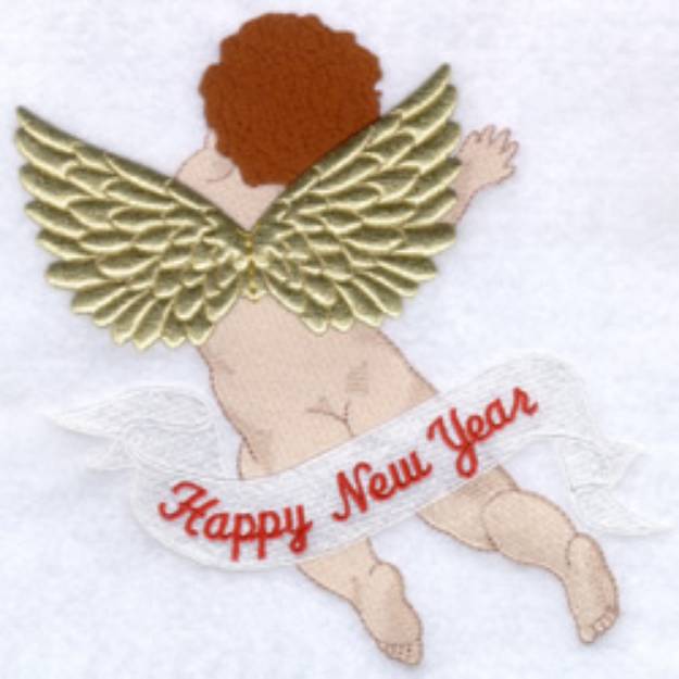 Picture of Happy New Year Angel Machine Embroidery Design