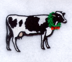 Cow with Christmas Wreath Machine Embroidery Design