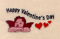 Cupid with Happy Valentines Day Pocket Topper Machine Embroidery Design