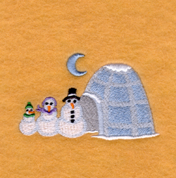 Snowmen and Igloo Machine Embroidery Design