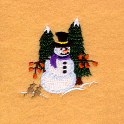Snowman in Forest Machine Embroidery Design