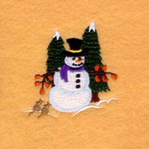 Picture of Snowman in Forest Machine Embroidery Design